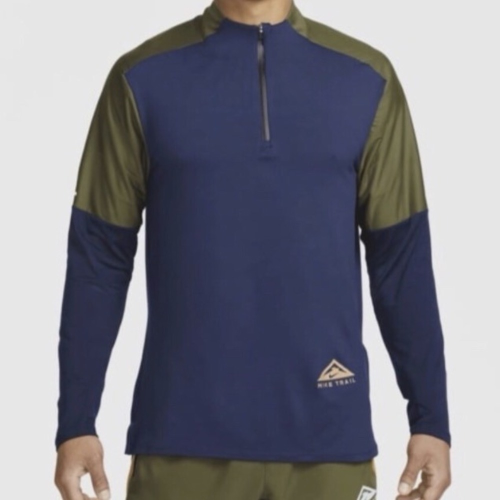 Nike Trail Running Dri-FIT Half Zip Top M Lightweight Blue Green‎ New With Tags